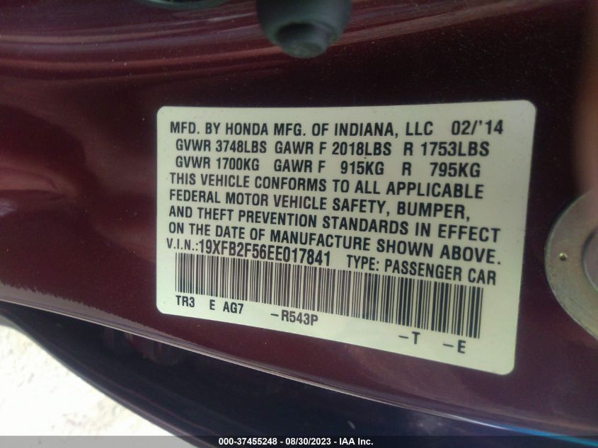 2014 HONDA CIVIC SEDAN LX - 19XFB2F56EE017841