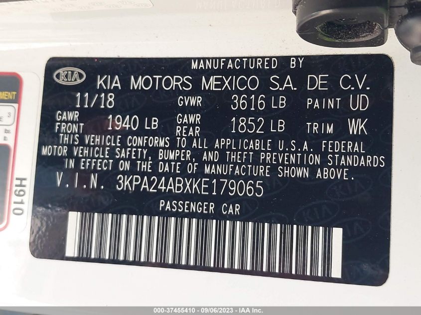 2019 KIA RIO S - 3KPA24ABXKE179065