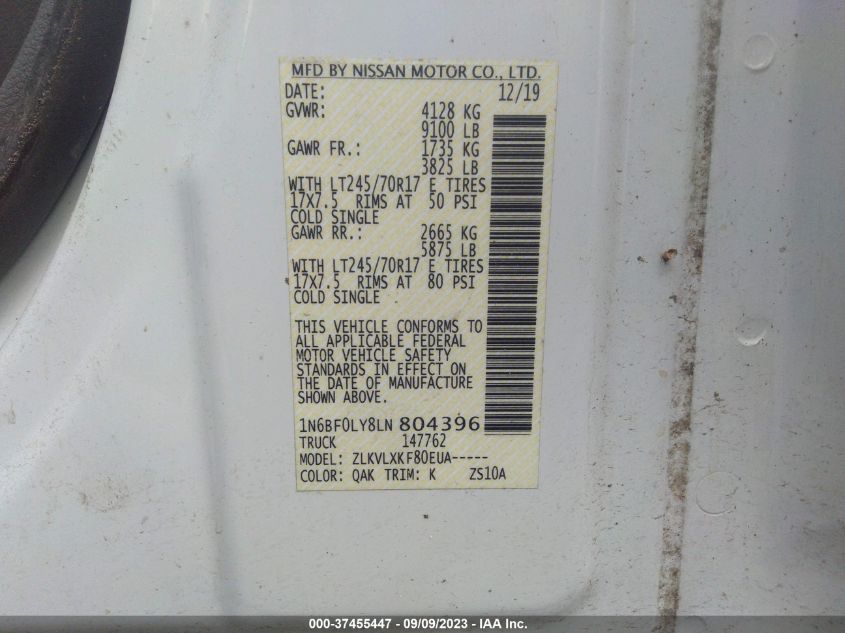 2020 NISSAN NV CARGO SV 1N6BF0LY8LN804396