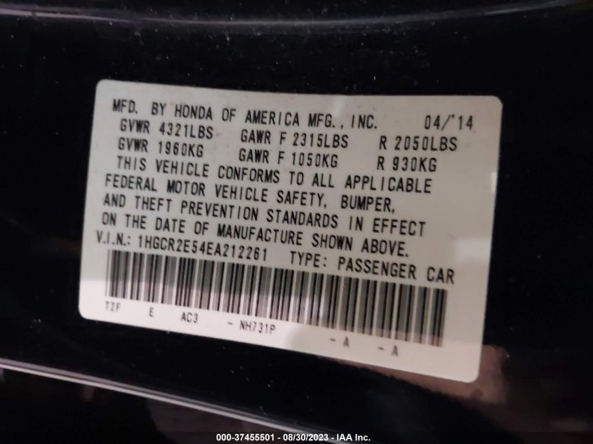 2014 HONDA ACCORD SEDAN SPORT - 1HGCR2E54EA212261