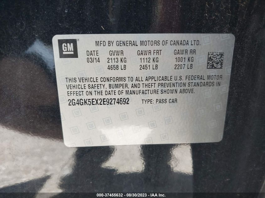2014 BUICK REGAL - 2G4GK5EX2E9274692