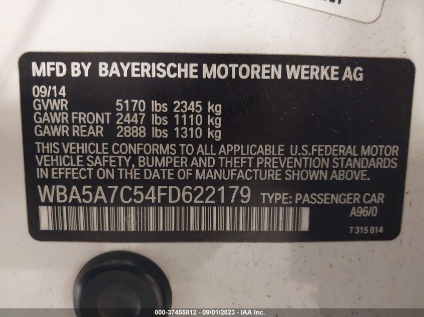 2015 BMW 5 SERIES 528I XDRIVE - WBA5A7C54FD622179