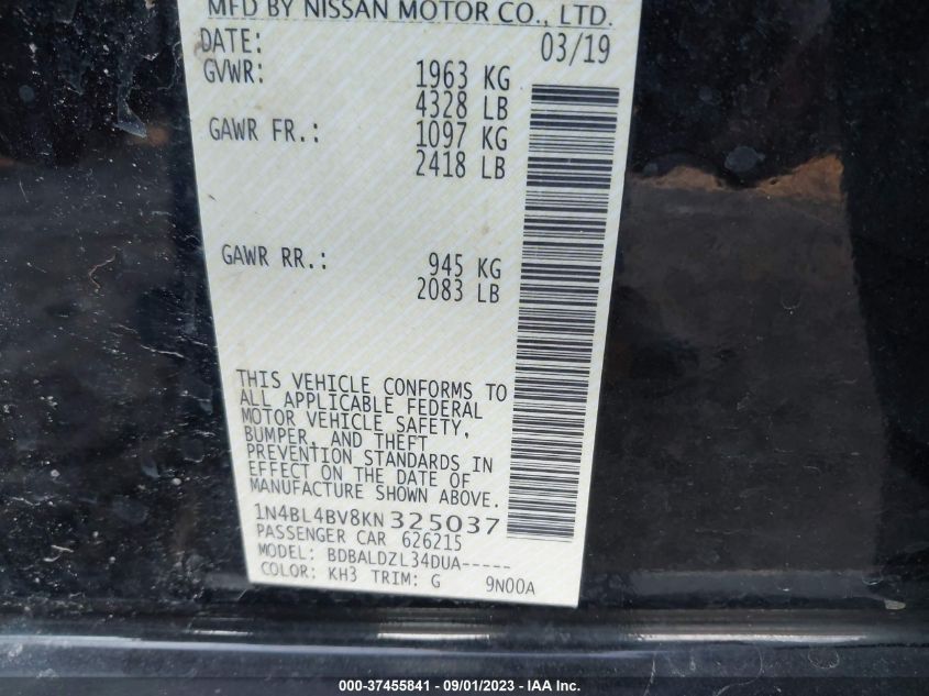 2019 NISSAN ALTIMA 2.5 S - 1N4BL4BV8KN325037