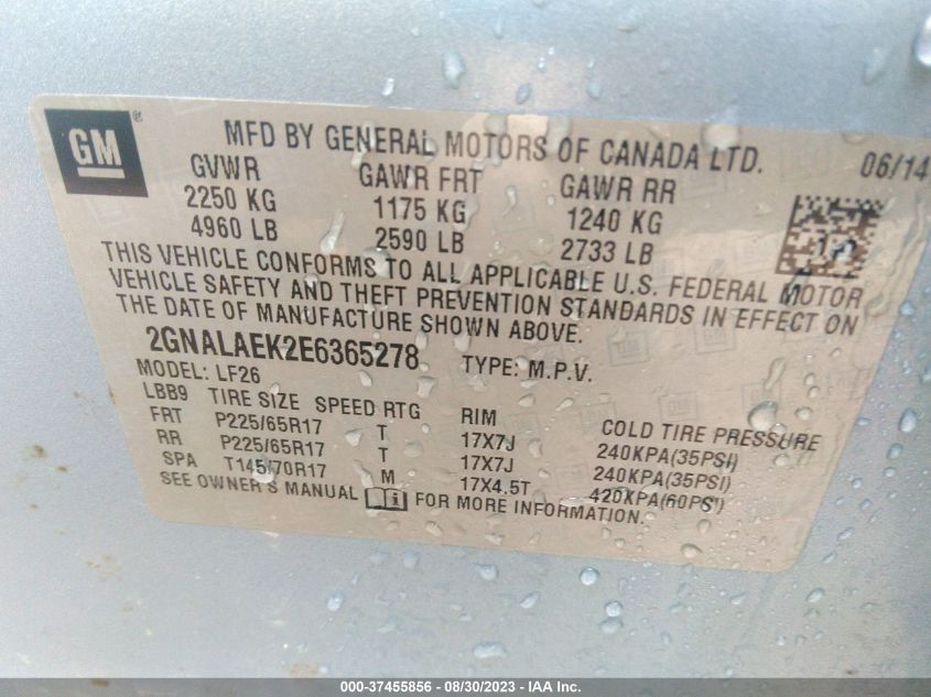 2014 CHEVROLET EQUINOX LS - 2GNALAEK2E6365278
