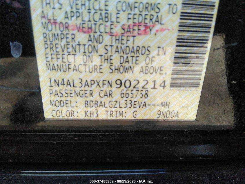 2015 NISSAN ALTIMA 2.5 S - 1N4AL3APXFN902214