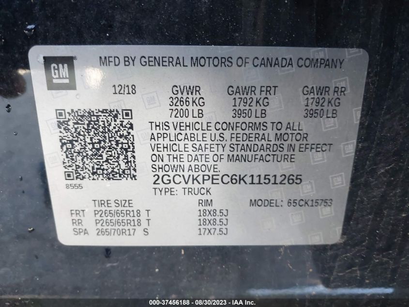 2019 CHEVROLET SILVERADO 1500 LD LT 2GCVKPEC6K1151265