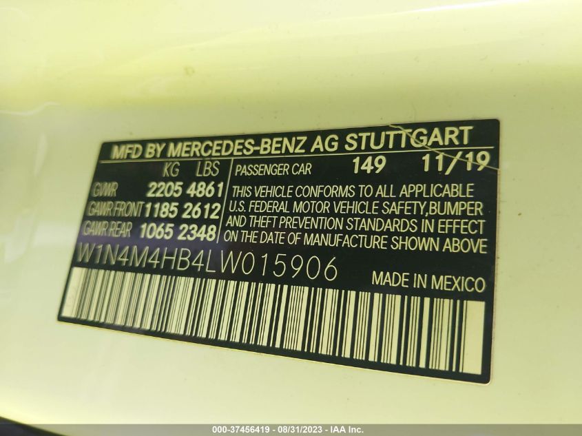 2020 MERCEDES-BENZ GLB GLB 250 W1N4M4HB4LW015906