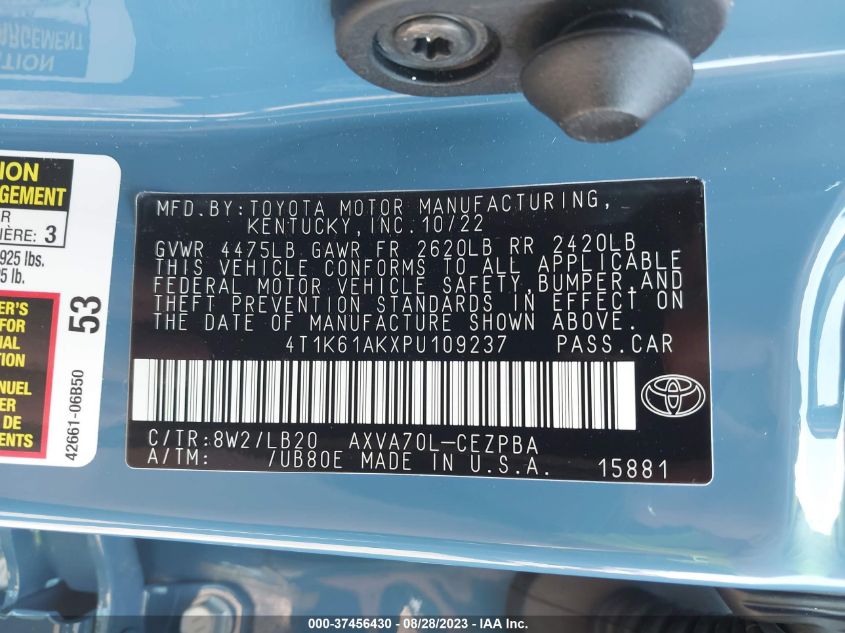 2023 TOYOTA CAMRY XSE - 4T1K61AKXPU109237