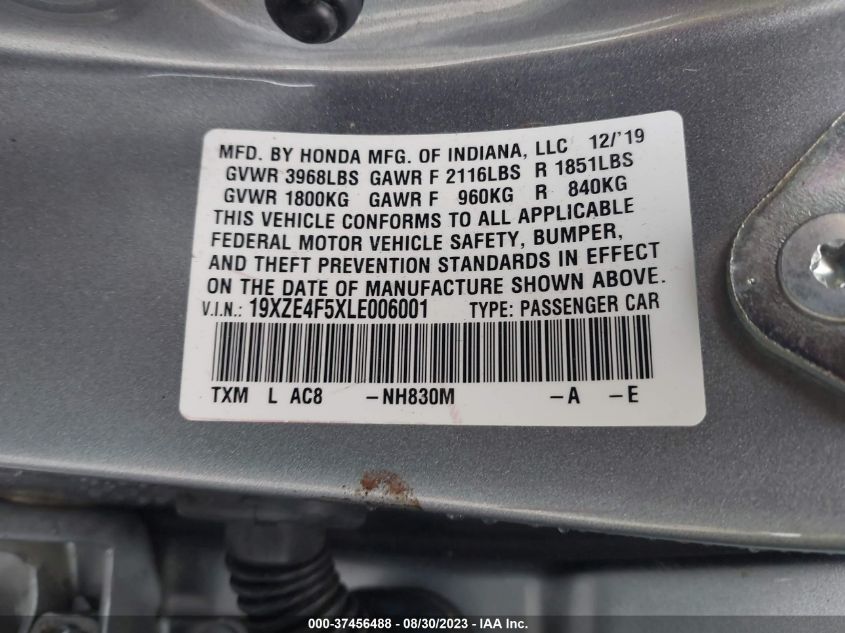 2020 HONDA INSIGHT EX - 19XZE4F5XLE006001