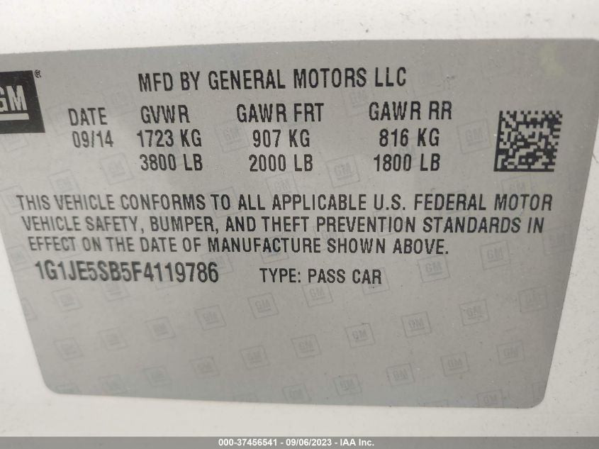 2015 CHEVROLET SONIC LTZ - 1G1JE5SB5F4119786