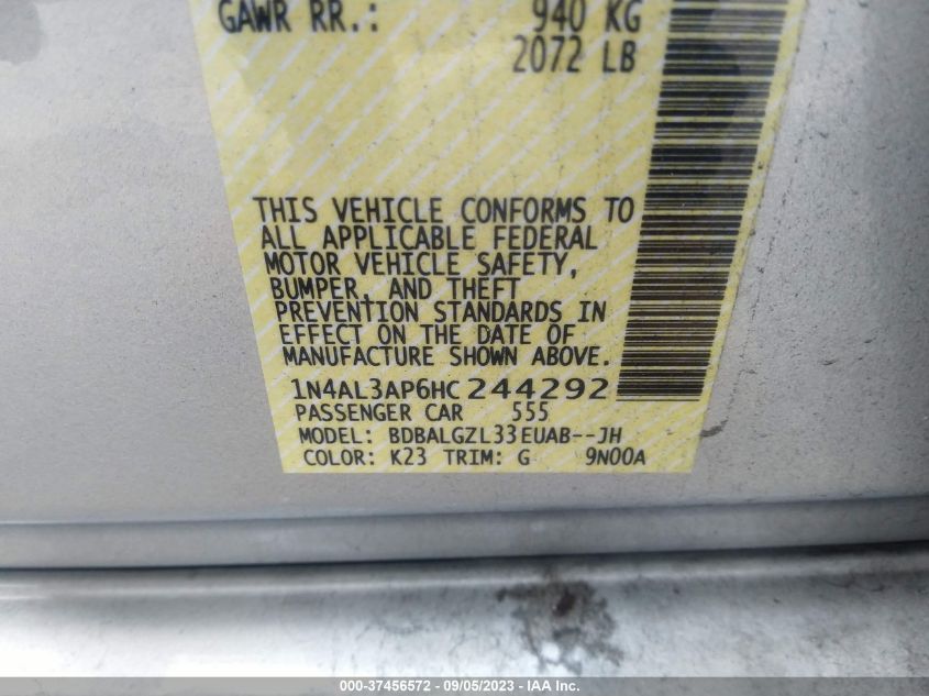 2017 NISSAN ALTIMA 2.5 S - 1N4AL3AP6HC244292