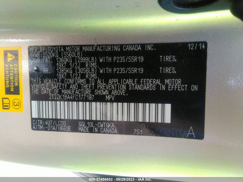 2015 LEXUS RX 350 - 2T2ZK1BA4FC177187