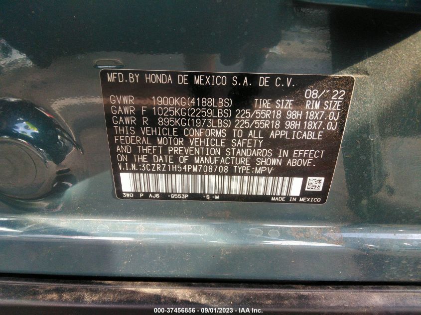 2023 HONDA HRV 3CZRZ1H54TM708708