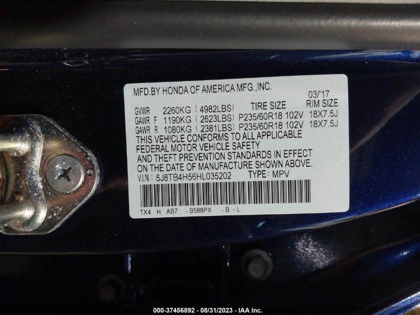 2017 ACURA RDX W - 5J8TB4H56HL035202
