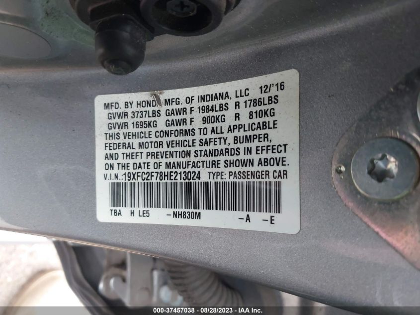 2017 HONDA CIVIC SEDAN EX - 19XFC2F78HE213024