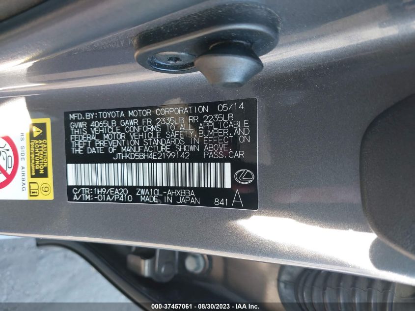 2014 LEXUS CT 200H HYBRID - JTHKD5BH4E2199142