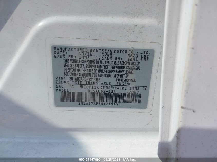 2017 NISSAN SENTRA SV - 3N1AB7AP5HY219155