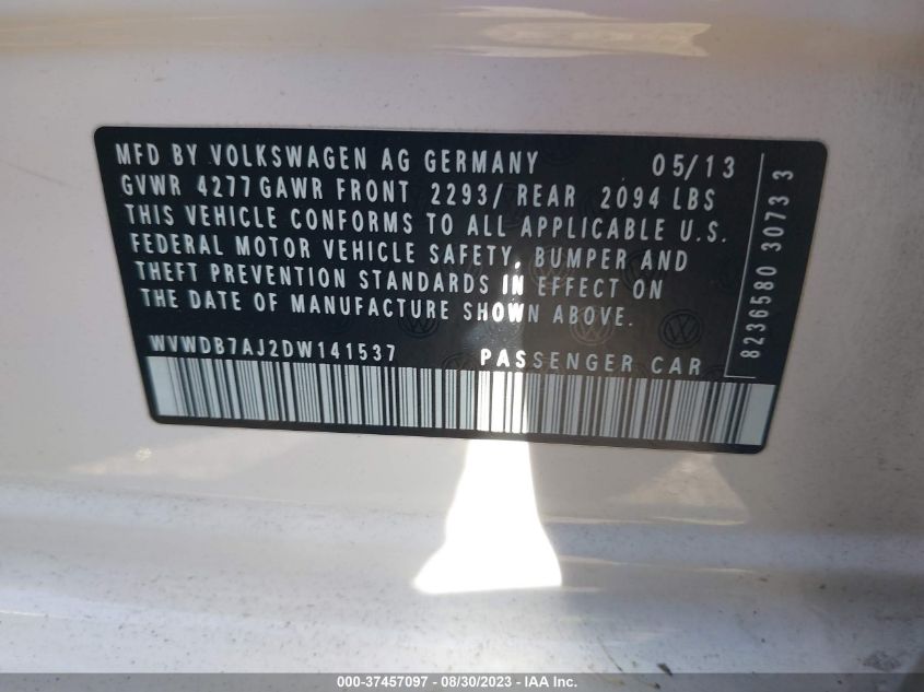 2013 VOLKSWAGEN GOLF - WVWDB7AJ2DW141537
