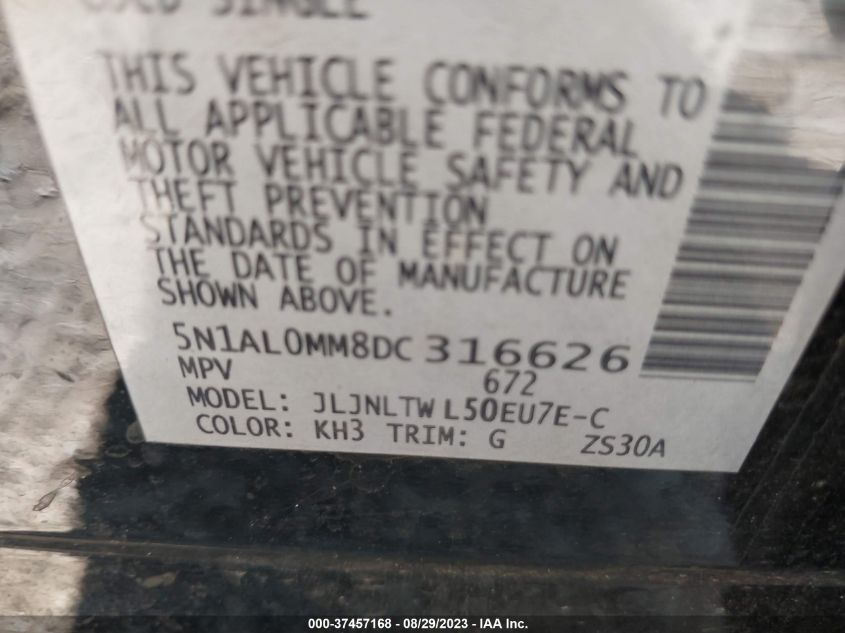 2013 INFINITI JX35 - 5N1AL0MM8DC316626