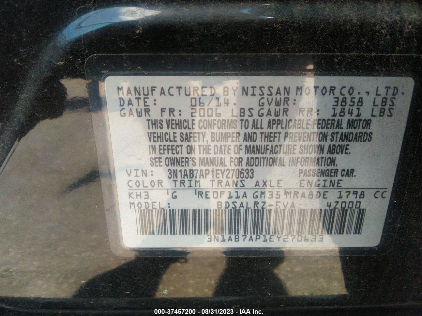 2014 NISSAN SENTRA SR - 3N1AB7AP1EY270633