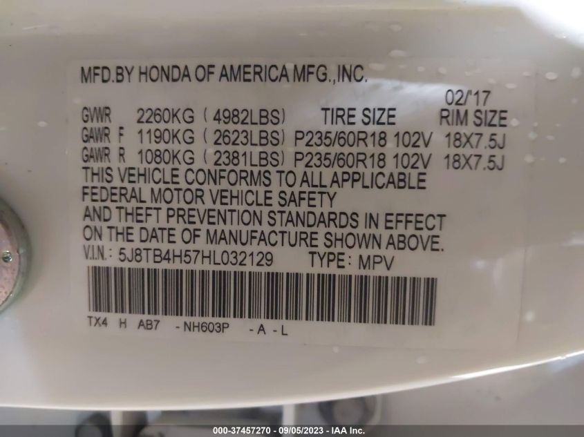 2017 ACURA RDX W - 5J8TB4H57HL032129
