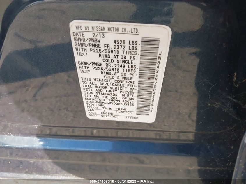 2013 NISSAN ROGUE SL - JN8AS5MV0DW635955