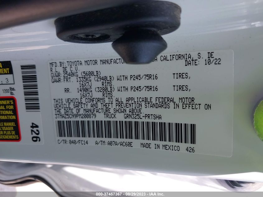2023 TOYOTA TACOMA 2WD SR5/TRD SPORT 3TMAZ5CN9PM200879