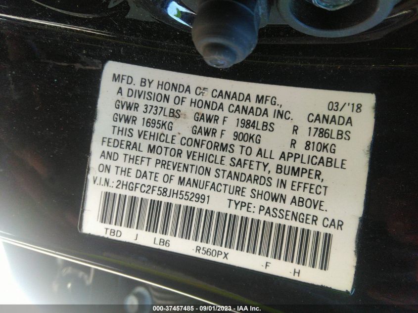 2018 HONDA CIVIC SEDAN LX - 2HGFC2F58JH552991