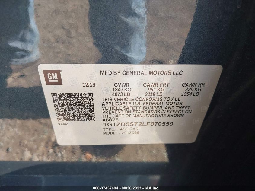 2020 CHEVROLET MALIBU LT - 1G1ZD5ST2LF070559
