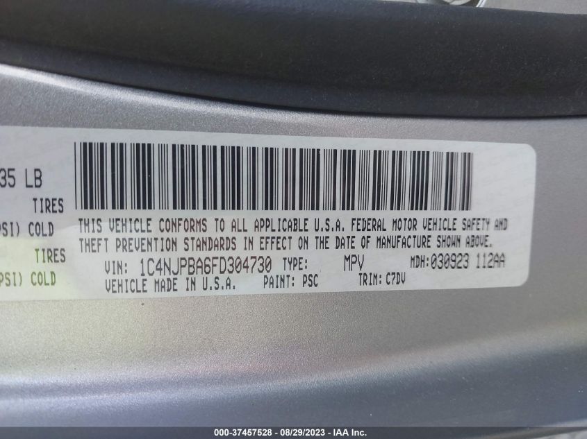 2015 JEEP PATRIOT SPORT - 1C4NJPBA6FD304730