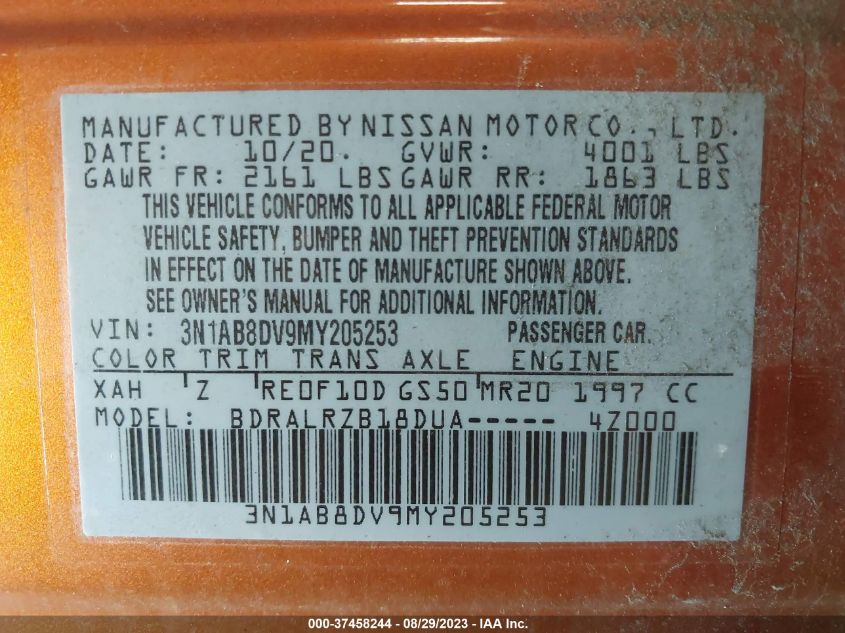 2021 NISSAN SENTRA SR - 3N1AB8DV9MY205253