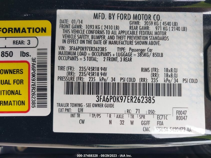 2014 FORD FUSION TITANIUM - 3FA6P0K97ER262385