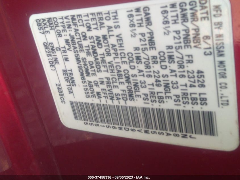 2013 NISSAN ROGUE S - JN8AS5MV9DW651555