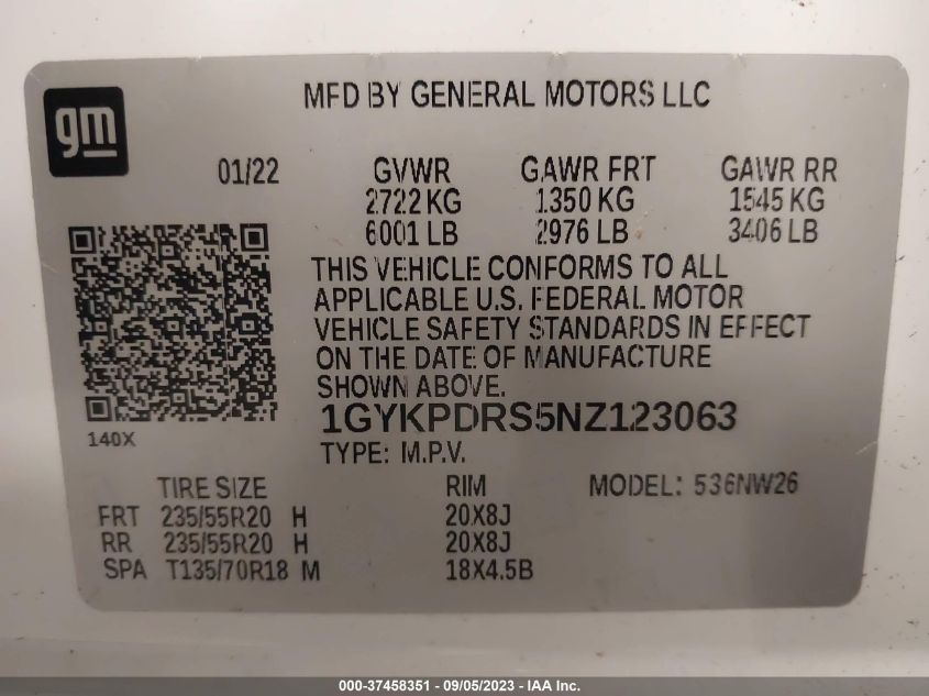 2022 CADILLAC XT6 PREMIUM LUXURY 1GYKPDRS5NZ123063
