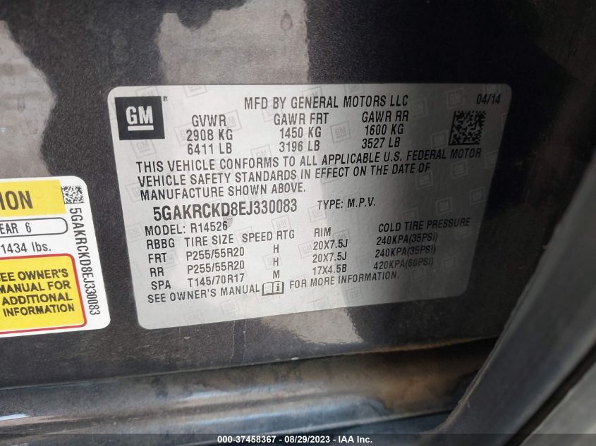 2014 BUICK ENCLAVE PREMIUM - 5GAKRCKD8EJ330083