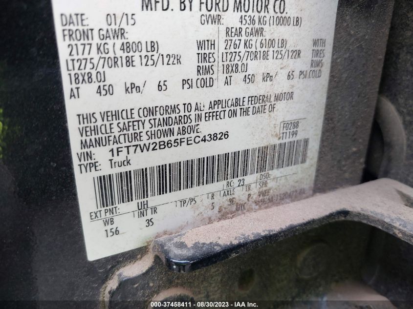 2015 FORD SUPER DUTY F-250 SRW LARIAT/PLATINUM - 1FT7W2B65FEC43826