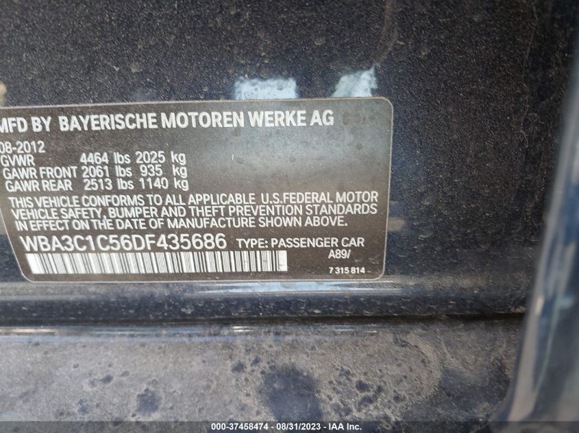2013 BMW 3 SERIES 328I - WBA3C1C56DF435686