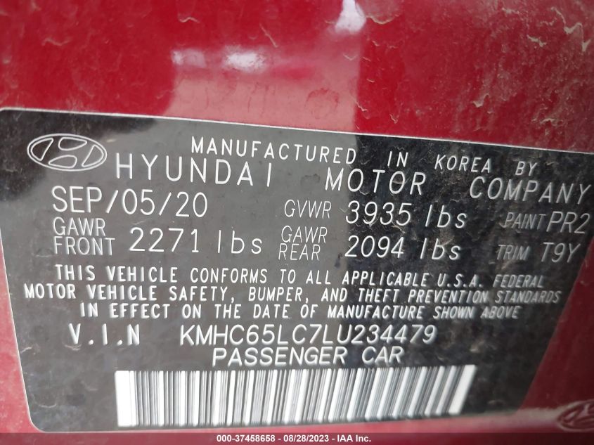 2020 HYUNDAI IONIQ HYBRID BLUE - KMHC65LC7LU234479