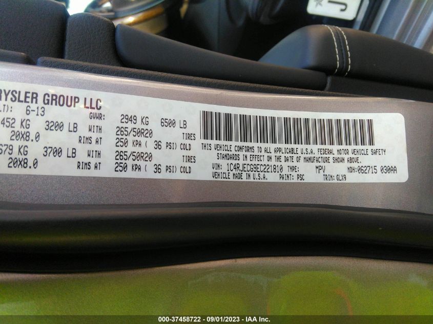 2014 JEEP GRAND CHEROKEE OVERLAND - 1C4RJECG9EC221810