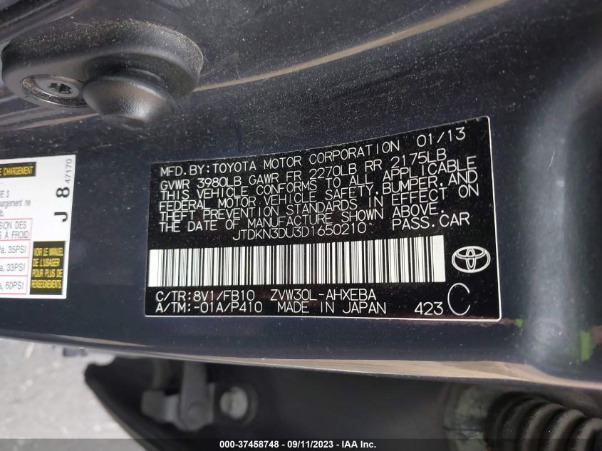 2013 TOYOTA PRIUS - JTDKN3DU3D1650210
