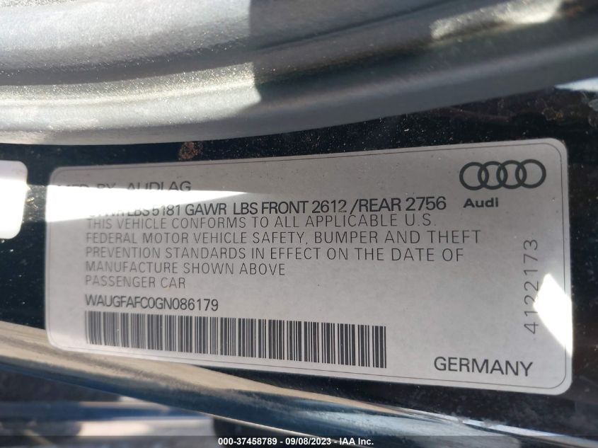 2016 AUDI A6 PREMIUM PLUS - WAUGFAFC0GN086179