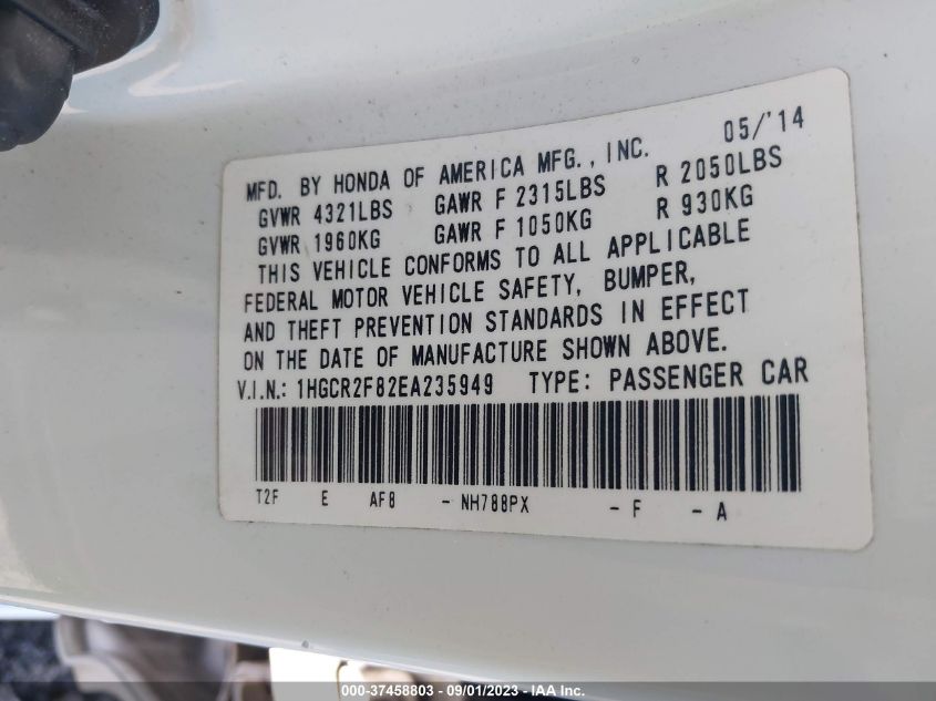 2014 HONDA ACCORD SEDAN EX-L - 1HGCR2F82EA235949