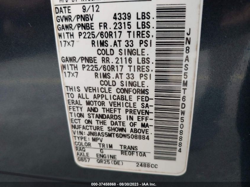 2013 NISSAN ROGUE SV - JN8AS5MT6DW508884