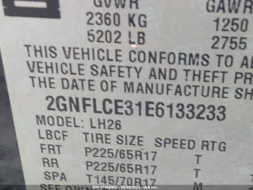 2014 CHEVROLET EQUINOX LT - 2GNFLCE31E6133233