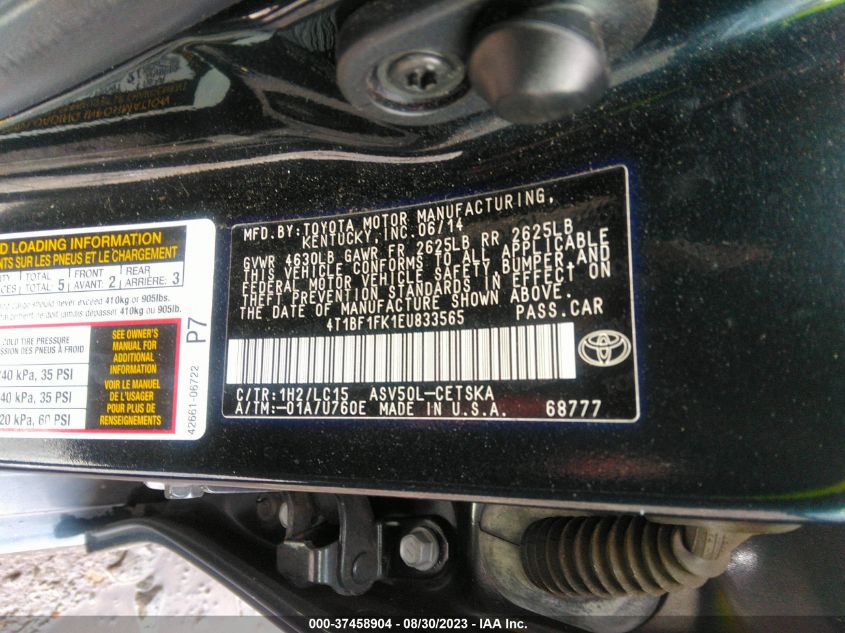 2014 TOYOTA CAMRY L/LE/XLE/SE/SE SPORT - 4T1BF1FK1EU833565