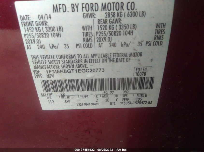 2014 FORD EXPLORER SPORT - 1FM5K8GT1EGC20773