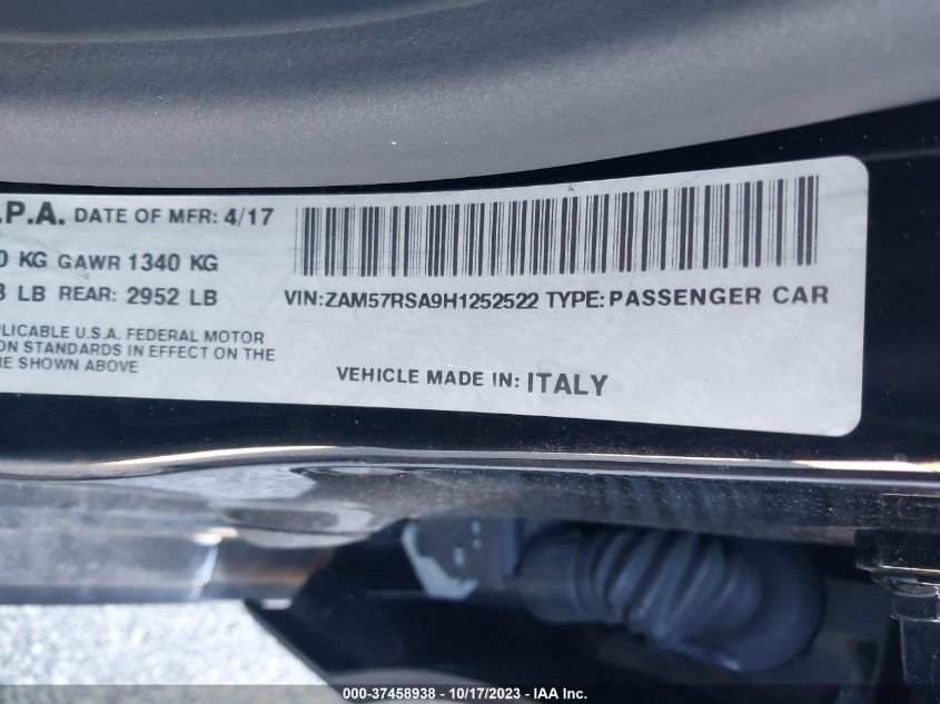 2017 MASERATI GHIBLI S - ZAM57RSA9H1252522