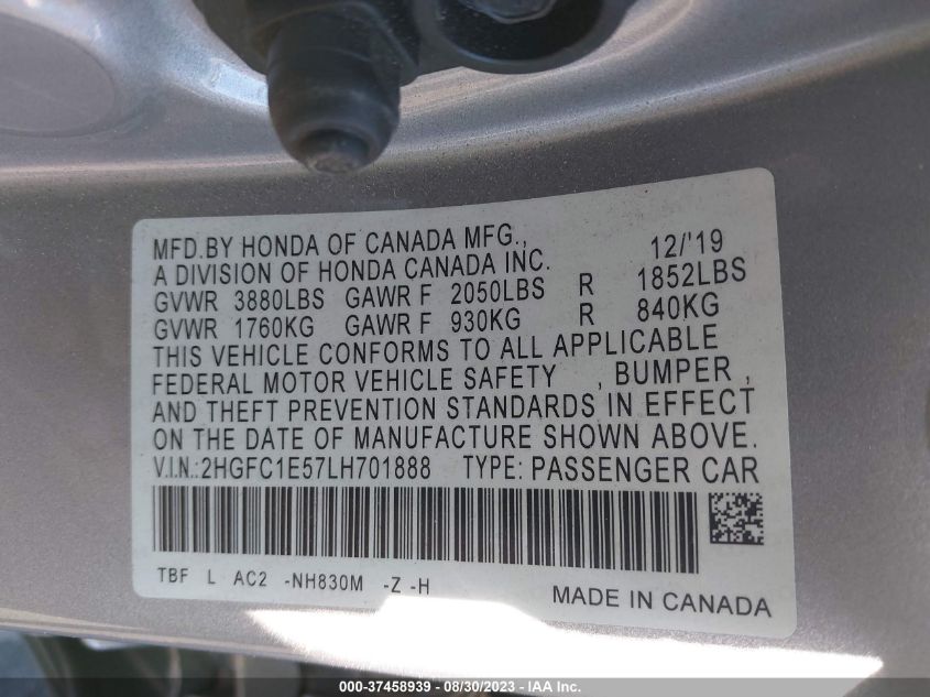 2020 HONDA CIVIC SI SEDAN 2HGFC1E57LH701888