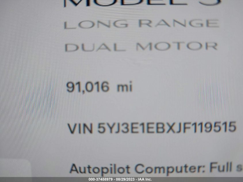 2018 TESLA MODEL 3 LONG RANGE - 5YJ3E1EBXJF119515