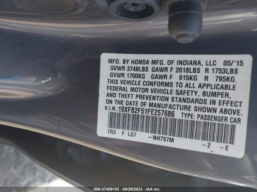 2015 HONDA CIVIC LX - 19XFB2F51FE257686